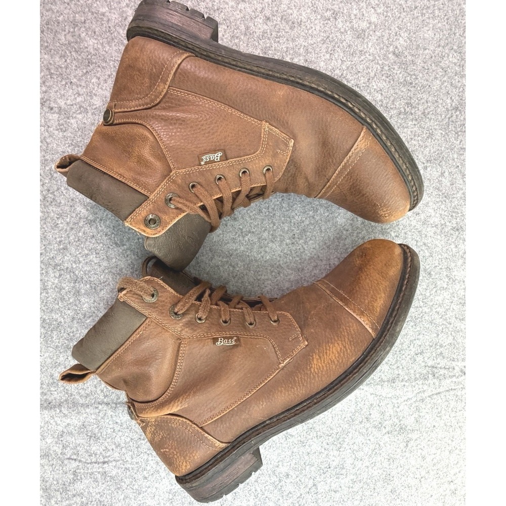 GH Bass Mens Brown Cap Toe Combat Boots Lace Up Ankle Lug Sole 9.5 713314-09H